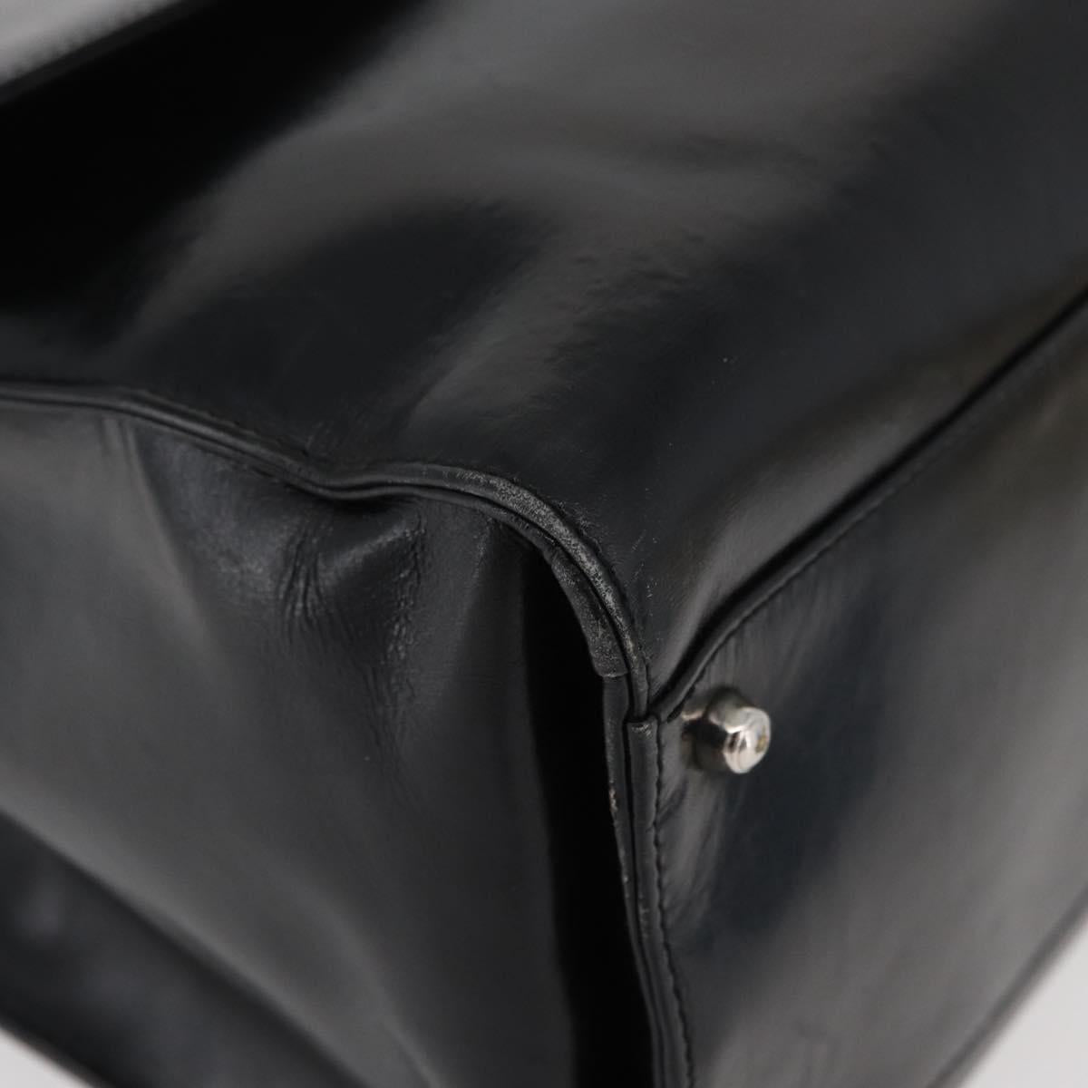 GUCCI Tote Bag Leather Black Silver Auth 175365