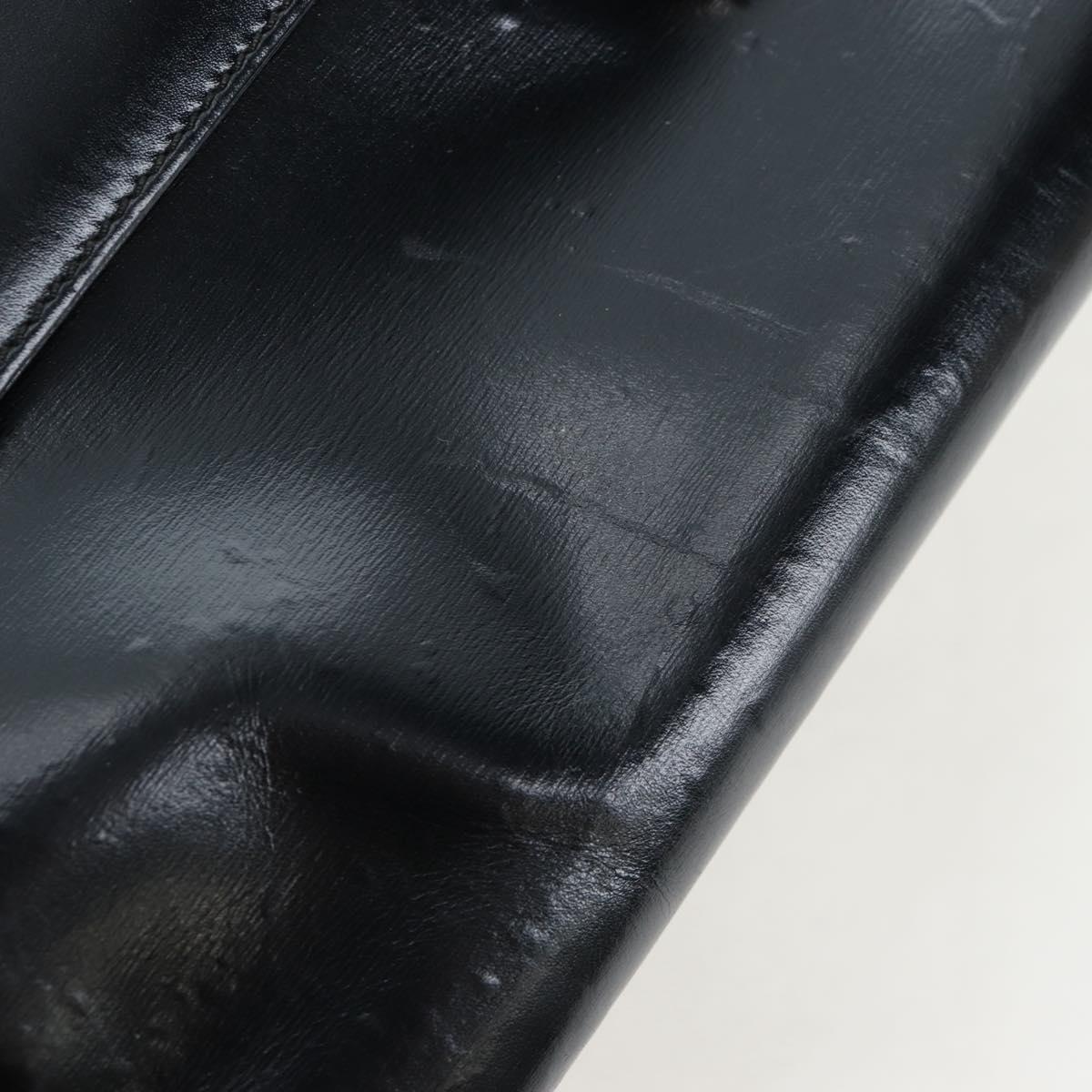 GUCCI Tote Bag Leather Black Silver Auth 175365