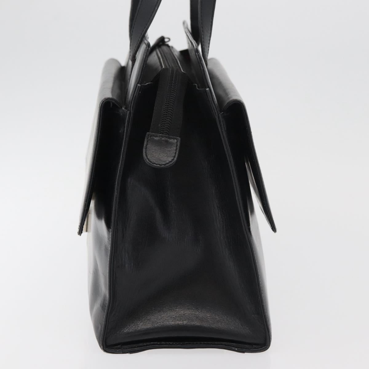 GUCCI Tote Bag Leather Black Silver Auth 175365