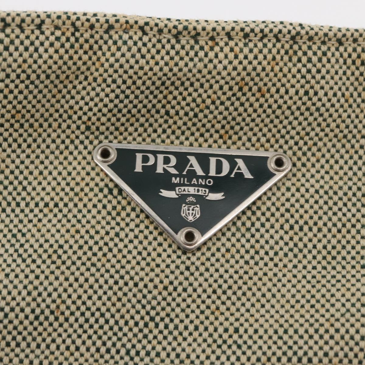 PRADA Waist bag Canvas Beige Silver Auth 175376