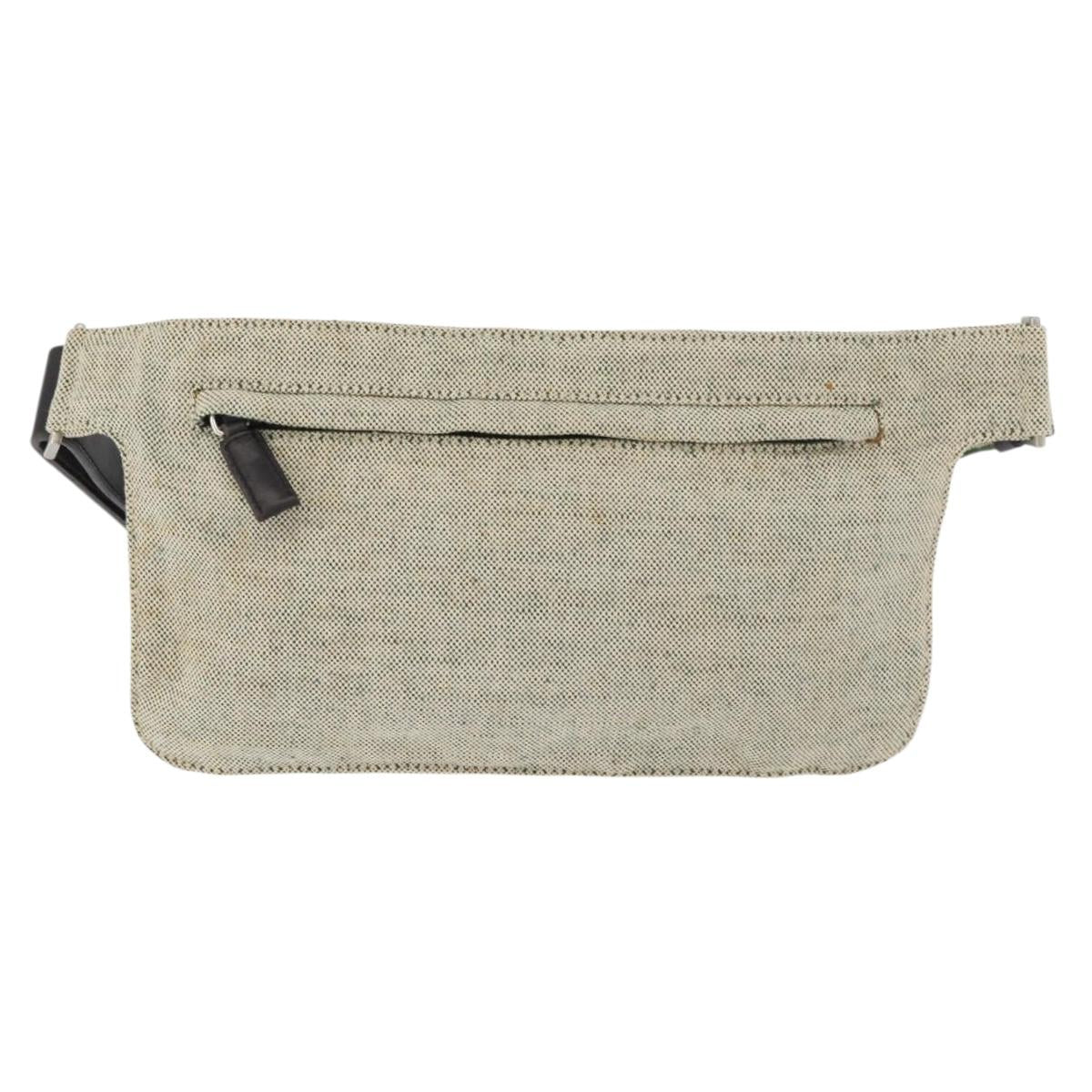 PRADA Waist bag Canvas Beige Silver Auth 175376
