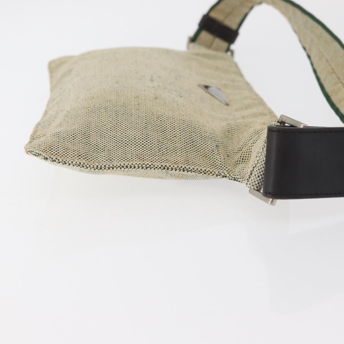 PRADA Waist bag Canvas Beige Silver Auth 175376