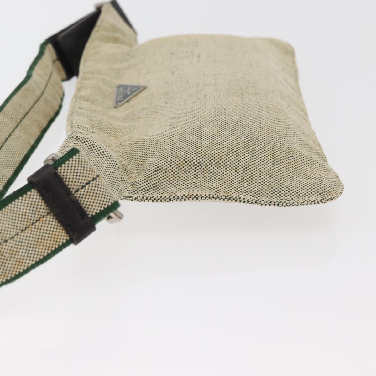 PRADA Waist bag Canvas Beige Silver Auth 175376