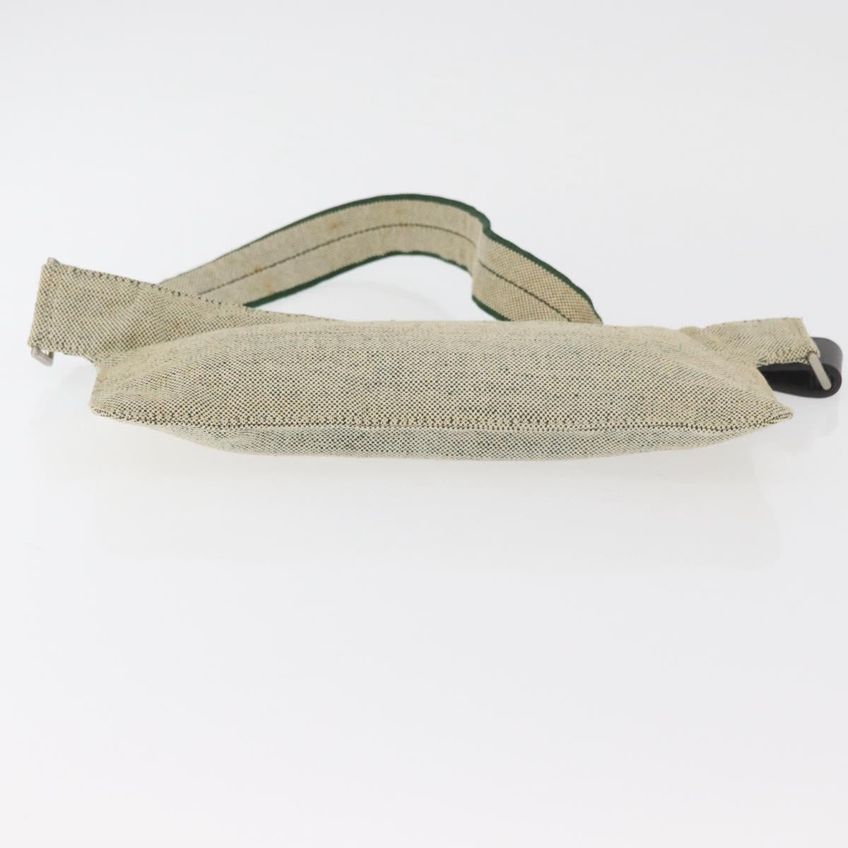 PRADA Waist bag Canvas Beige Silver Auth 175376