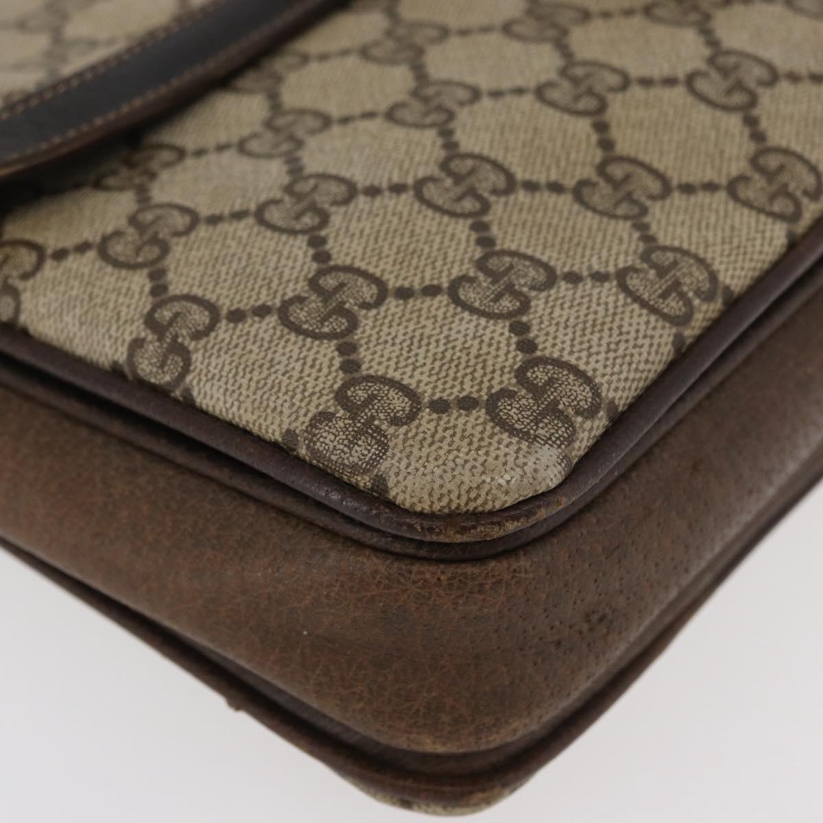 GUCCI GG Supreme Horsebit Shoulder Bag PVC Beige Gold 001 16 4084 Auth 175390