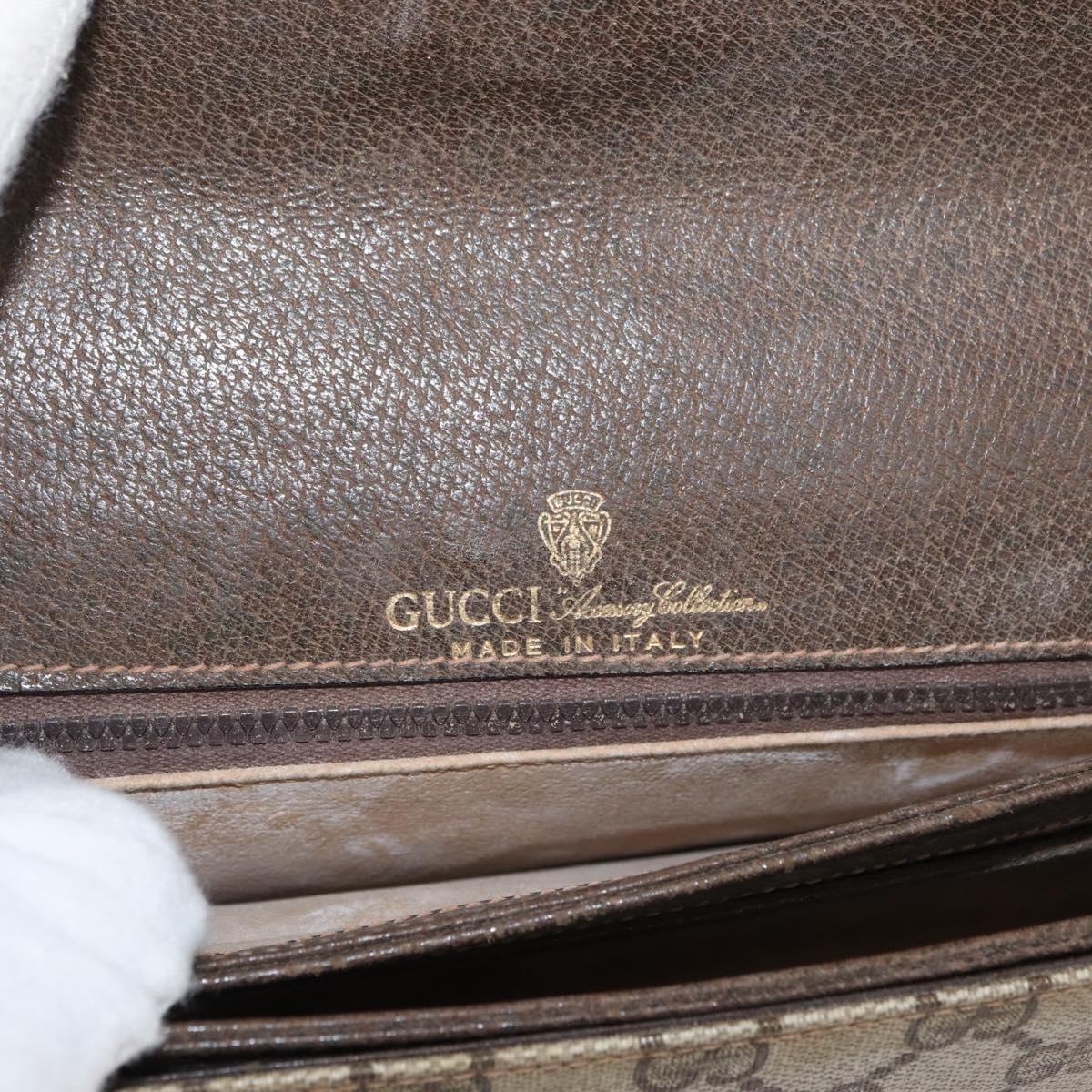 GUCCI GG Supreme Horsebit Shoulder Bag PVC Beige Gold 001 16 4084 Auth 175390