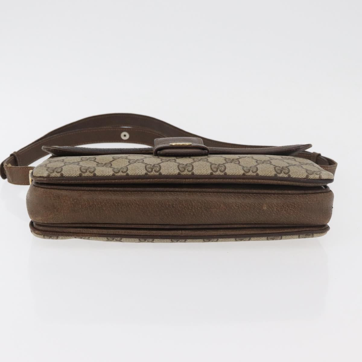 GUCCI GG Supreme Horsebit Shoulder Bag PVC Beige Gold 001 16 4084 Auth 175390