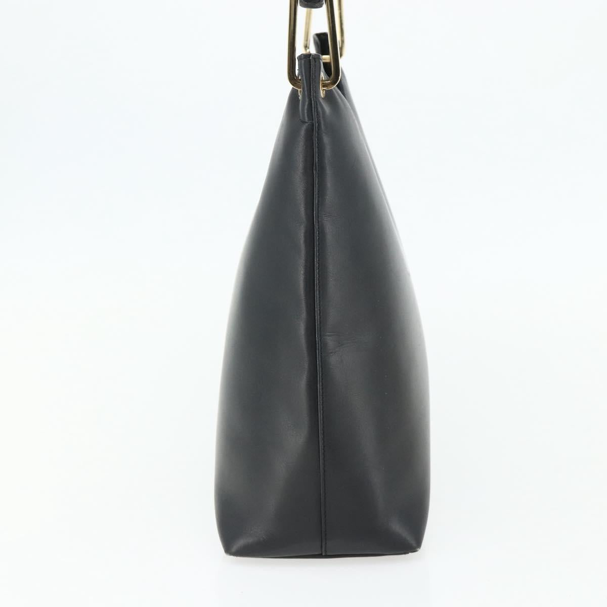 GUCCI Bamboo Shoulder Bag Leather Black Gold 001 3007 Auth 175395