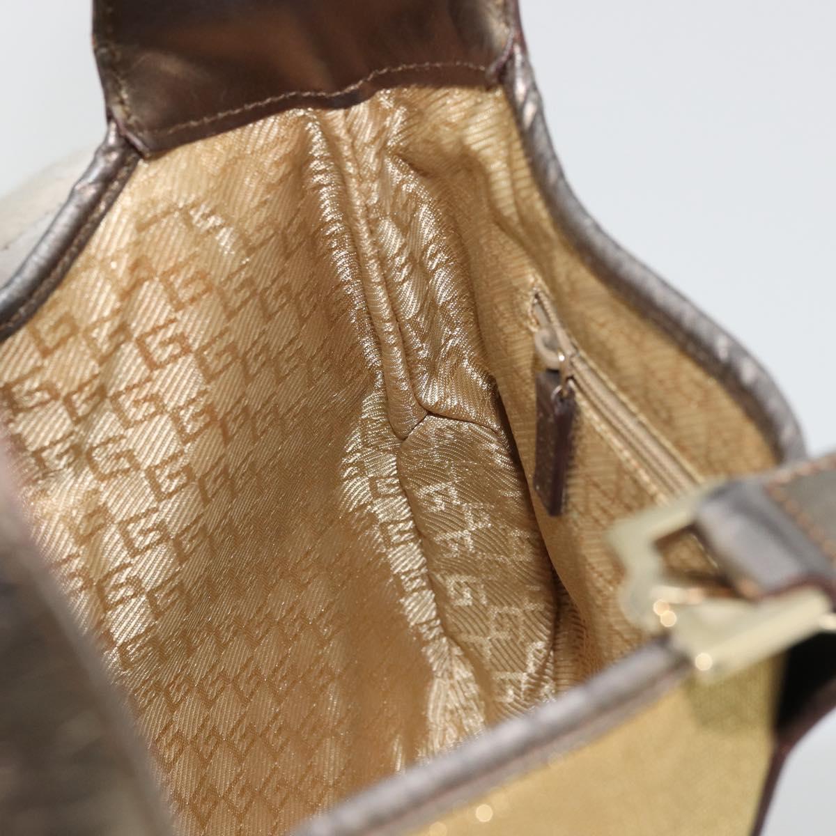 GUCCI Jackie Shoulder Bag Canvas Beige Gold 001 3306 Auth 175420