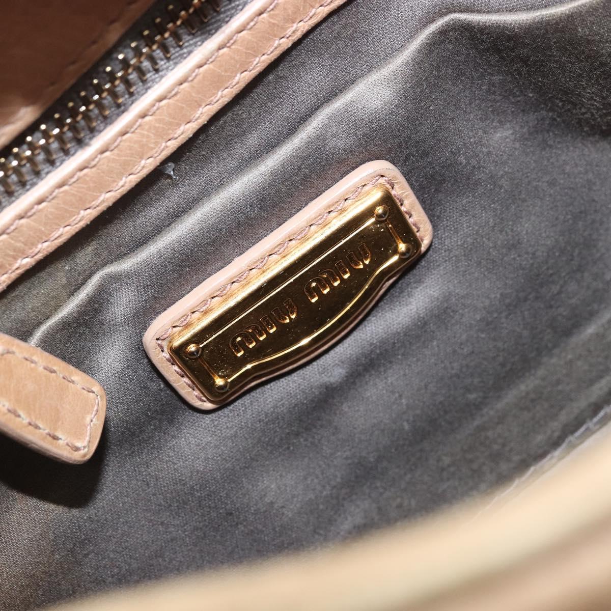 Miu Miu Hand Bag Leather Beige Gold Auth 175444A