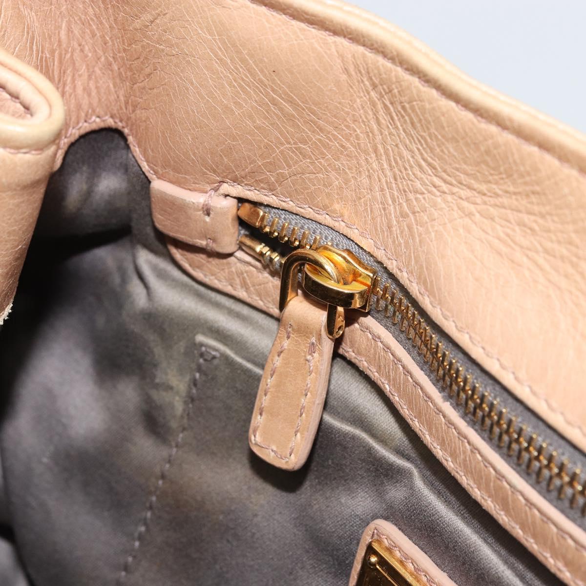 Miu Miu Hand Bag Leather Beige Gold Auth 175444A