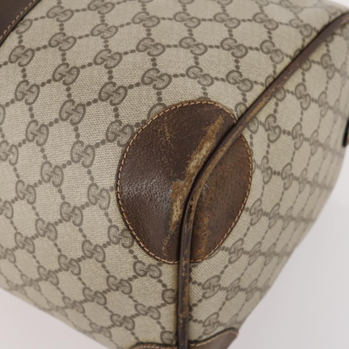 GUCCI GG Supreme Boston Bag PVC Beige Gold Auth 175449