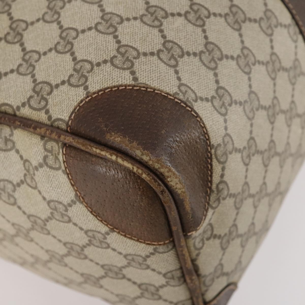 GUCCI GG Supreme Boston Bag PVC Beige Gold Auth 175449