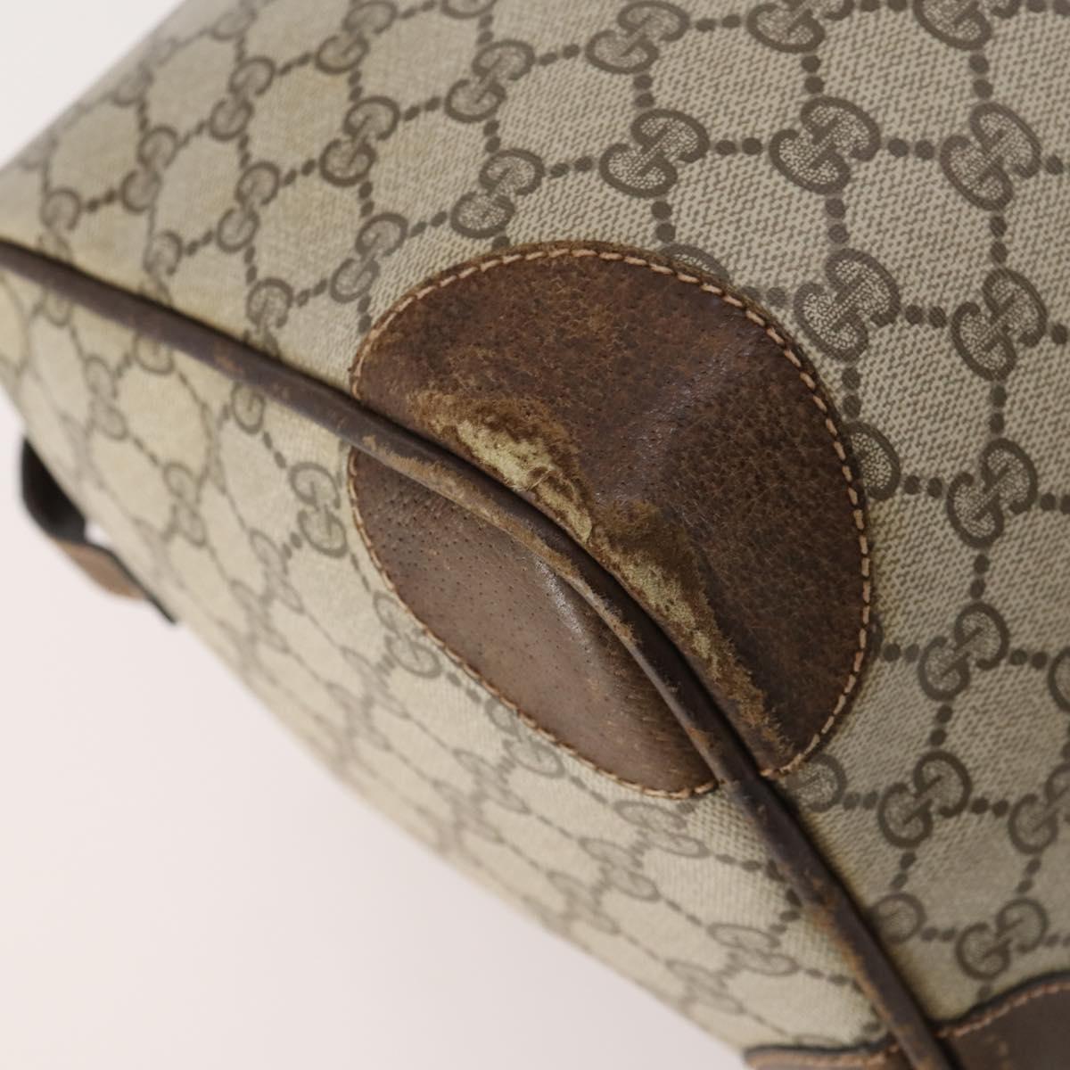 GUCCI GG Supreme Boston Bag PVC Beige Gold Auth 175449