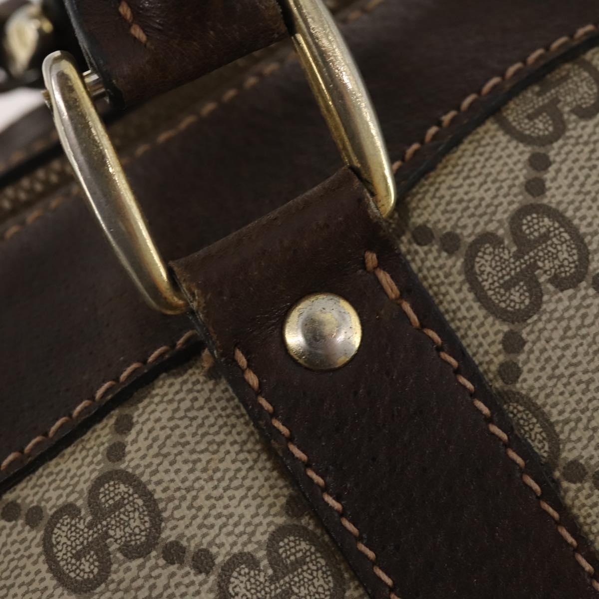 GUCCI GG Supreme Boston Bag PVC Beige Gold Auth 175449