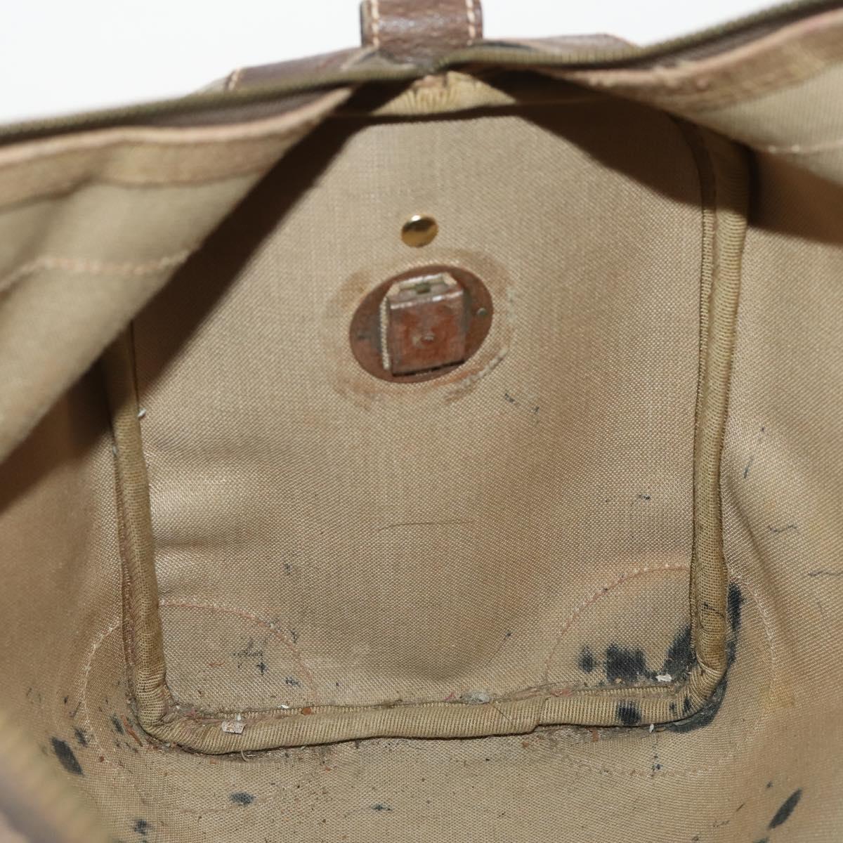 GUCCI GG Supreme Boston Bag PVC Beige Gold Auth 175449