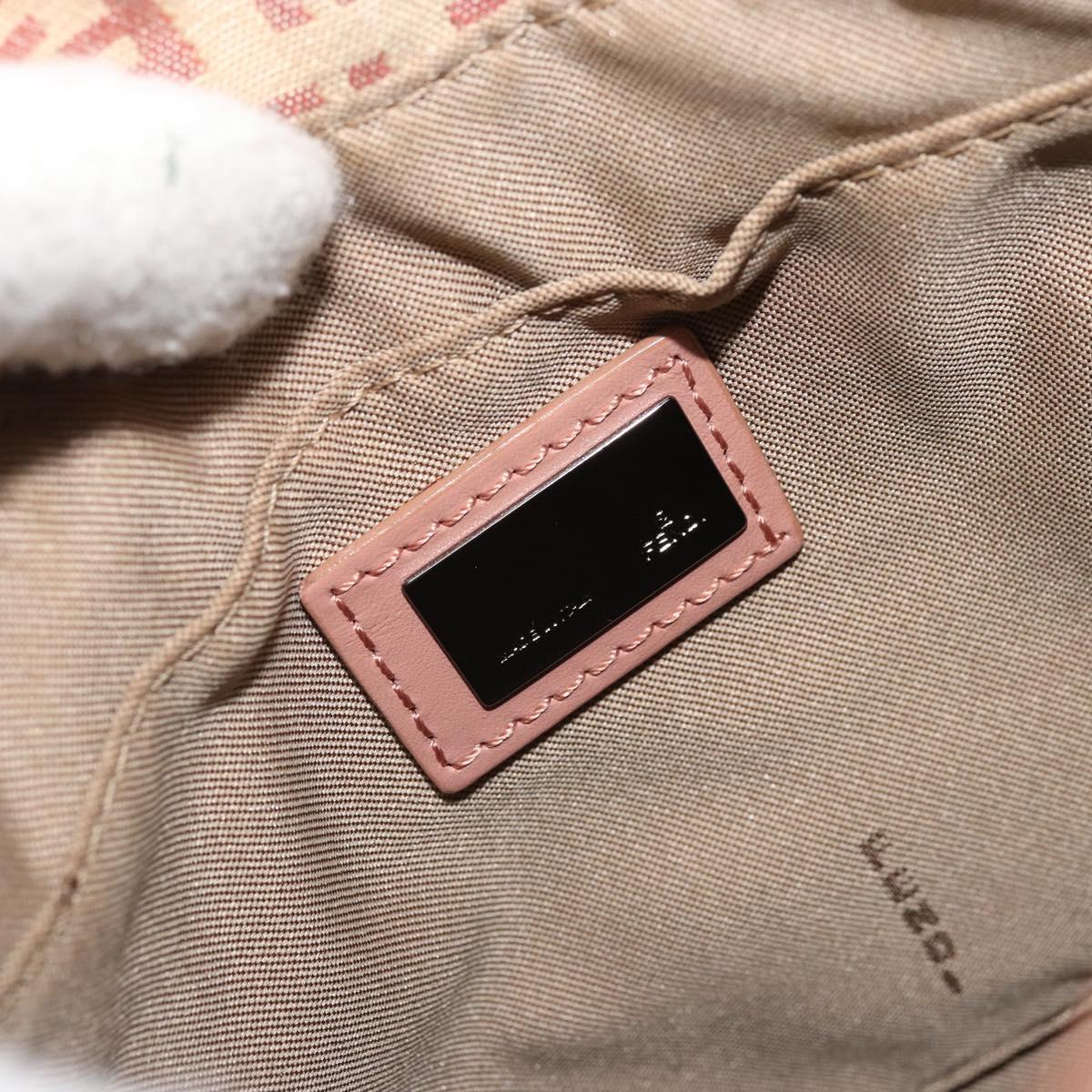 FENDI Zucchino Canvas Mamma Baguette Shoulder Bag Pink Silver Auth 175474A