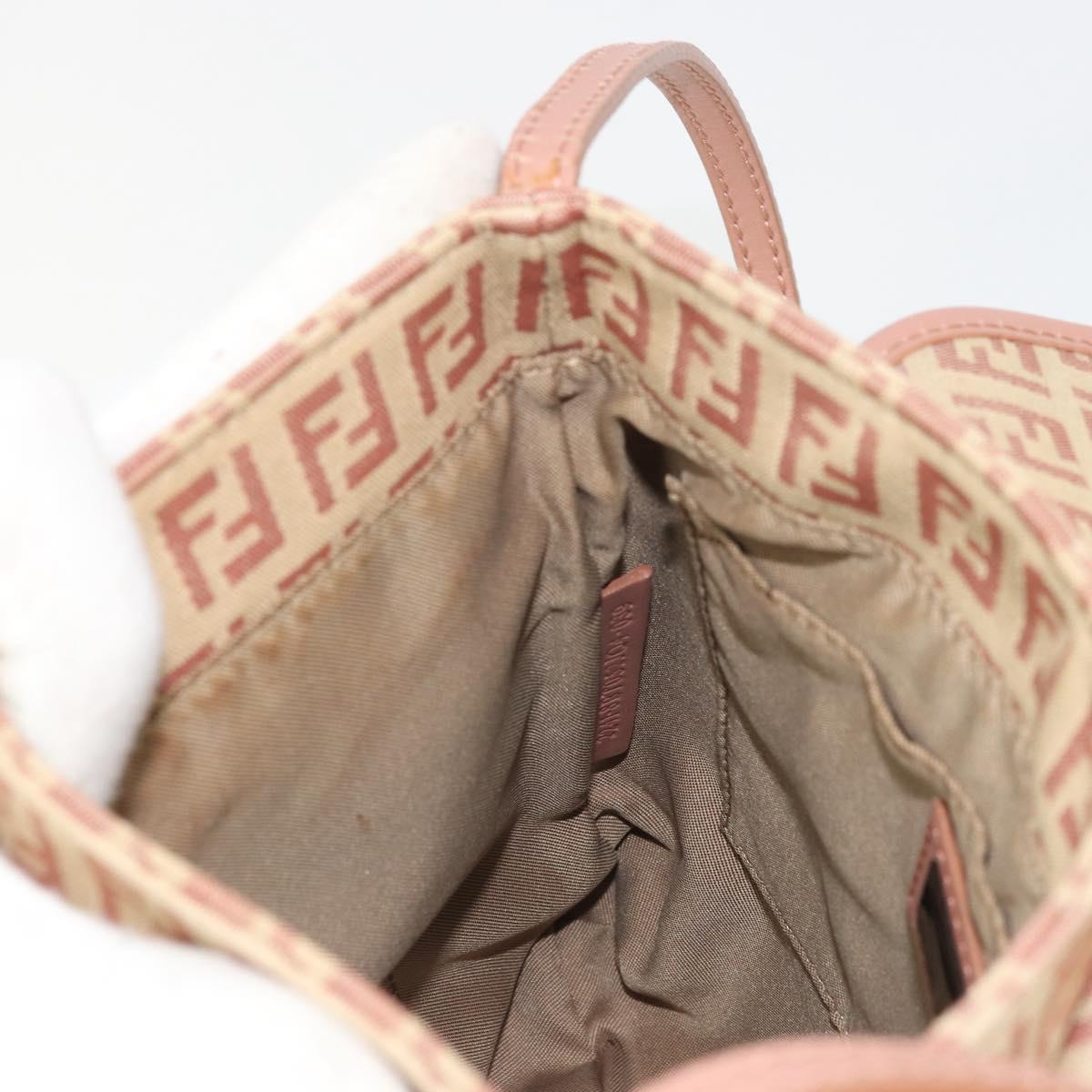 FENDI Zucchino Canvas Mamma Baguette Shoulder Bag Pink Silver Auth 175474A