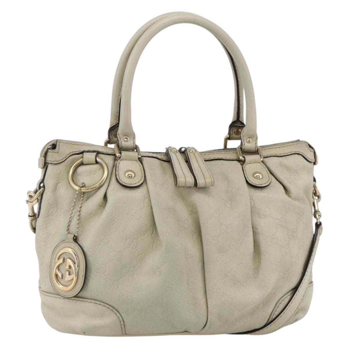 GUCCI GG Canvas Guccissima Sukey Hand Bag 2way Ivory Gold 247902 Auth 175486