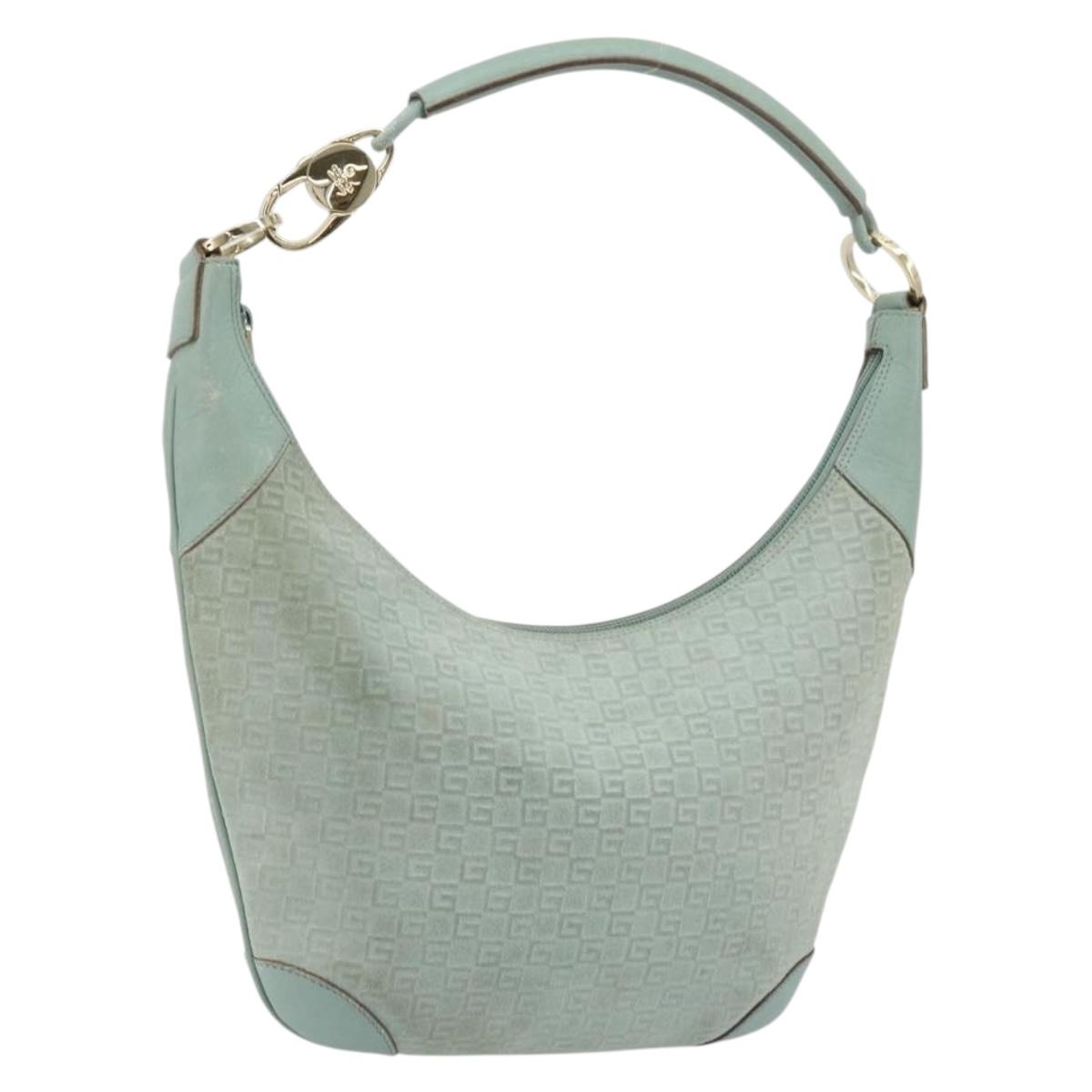 GUCCI Shoulder Bag Suede Gold Light green 001 4158 Auth 175487A
