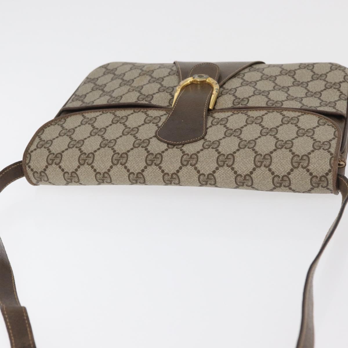 GUCCI GG Supreme Shoulder Bag PVC Beige Gold Auth 175501