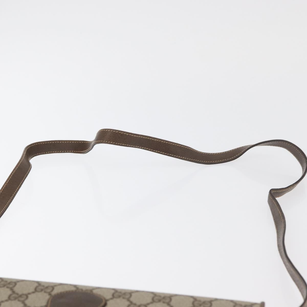 GUCCI GG Supreme Shoulder Bag PVC Beige Gold Auth 175501