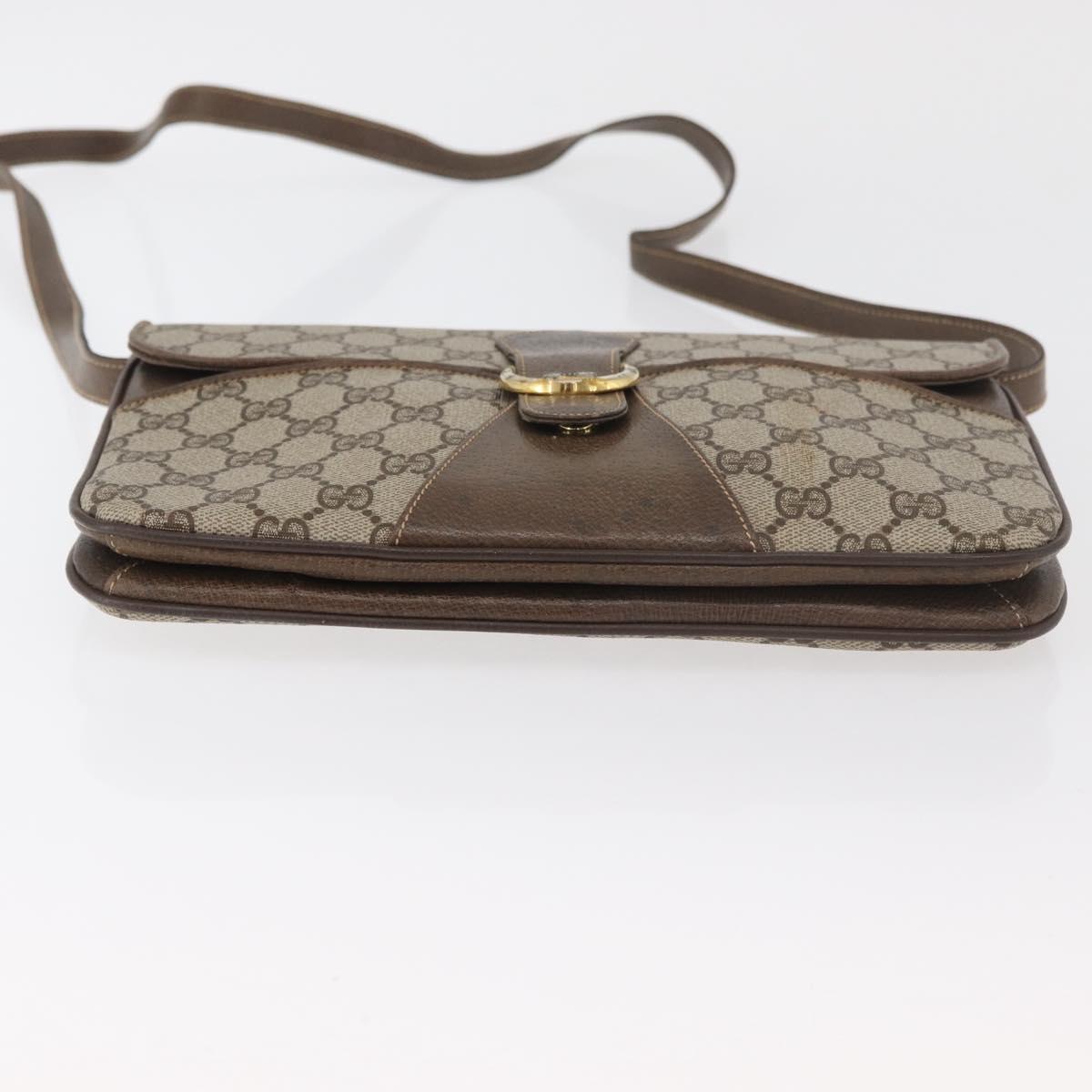 GUCCI GG Supreme Shoulder Bag PVC Beige Gold Auth 175501