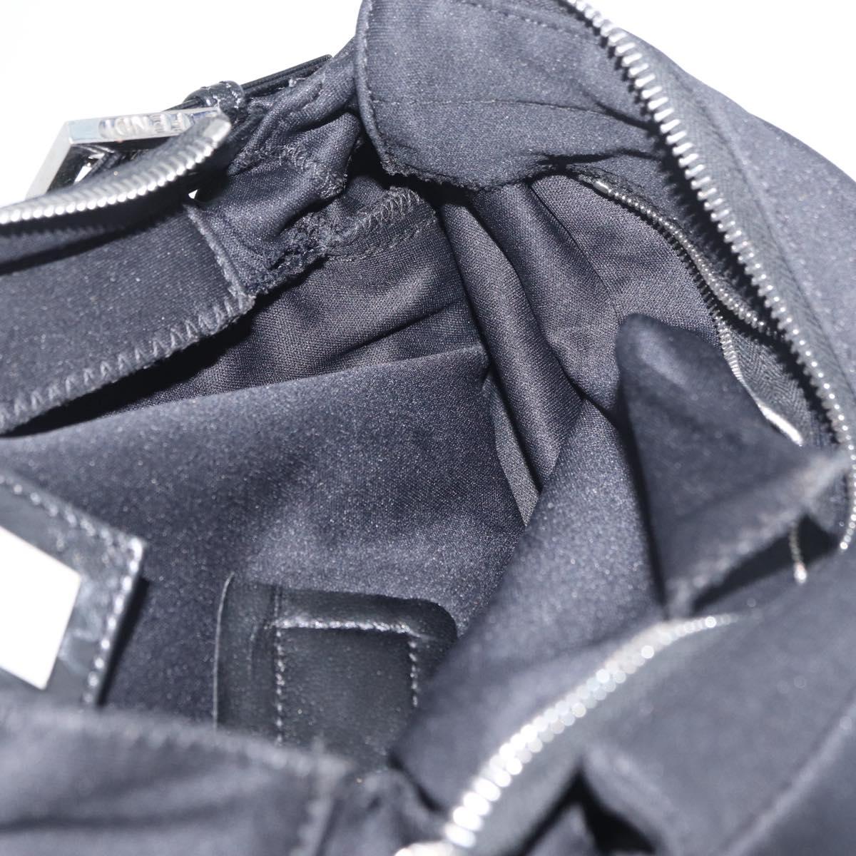 FENDI Mamma Baguette Shoulder Bag Nylon Black Silver Auth 175505A