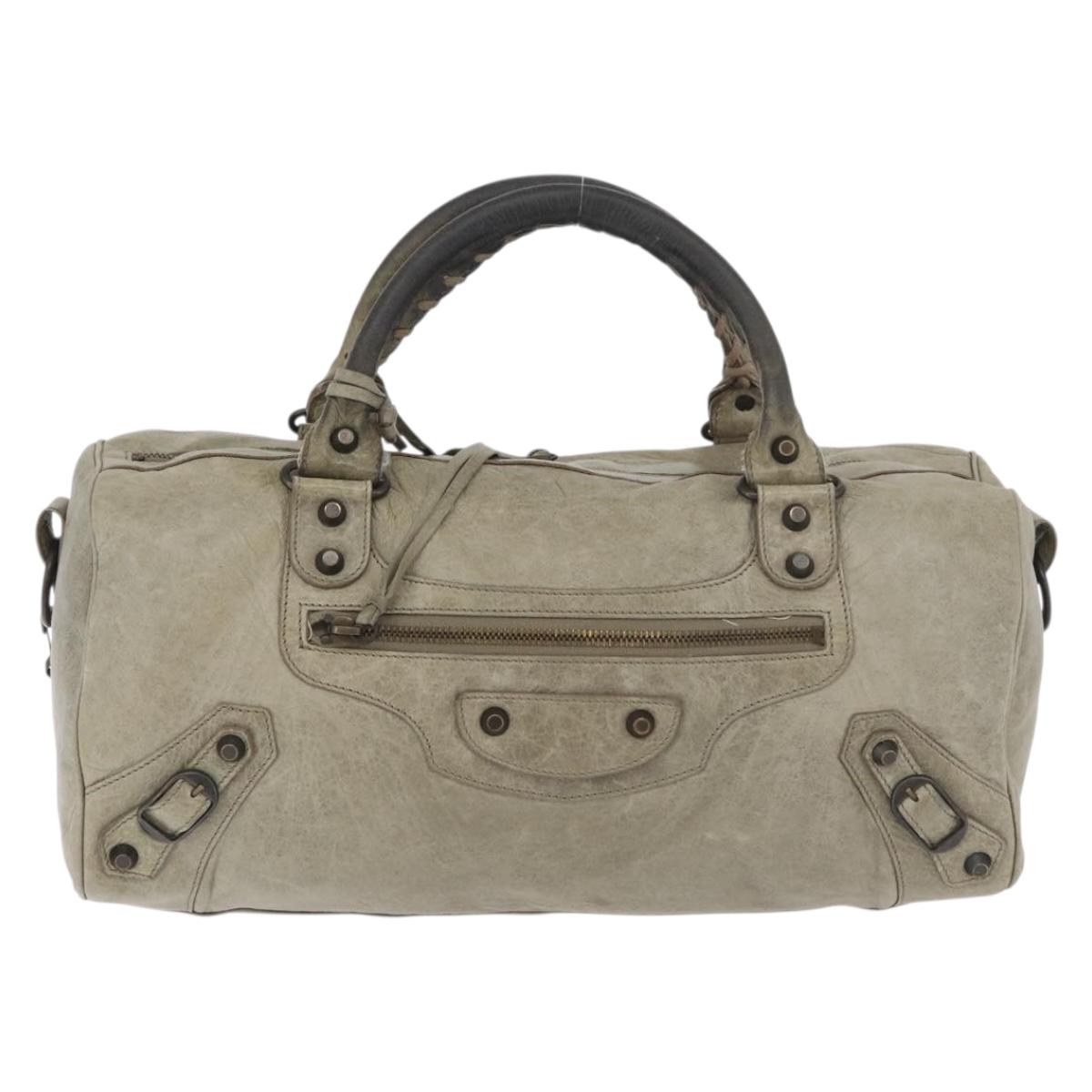 BALENCIAGA The Twiggy Hand Bag Leather 2way Ivory 128523 Auth 175506
