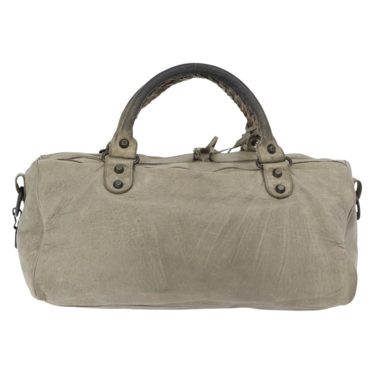 BALENCIAGA The Twiggy Hand Bag Leather 2way Ivory 128523 Auth 175506