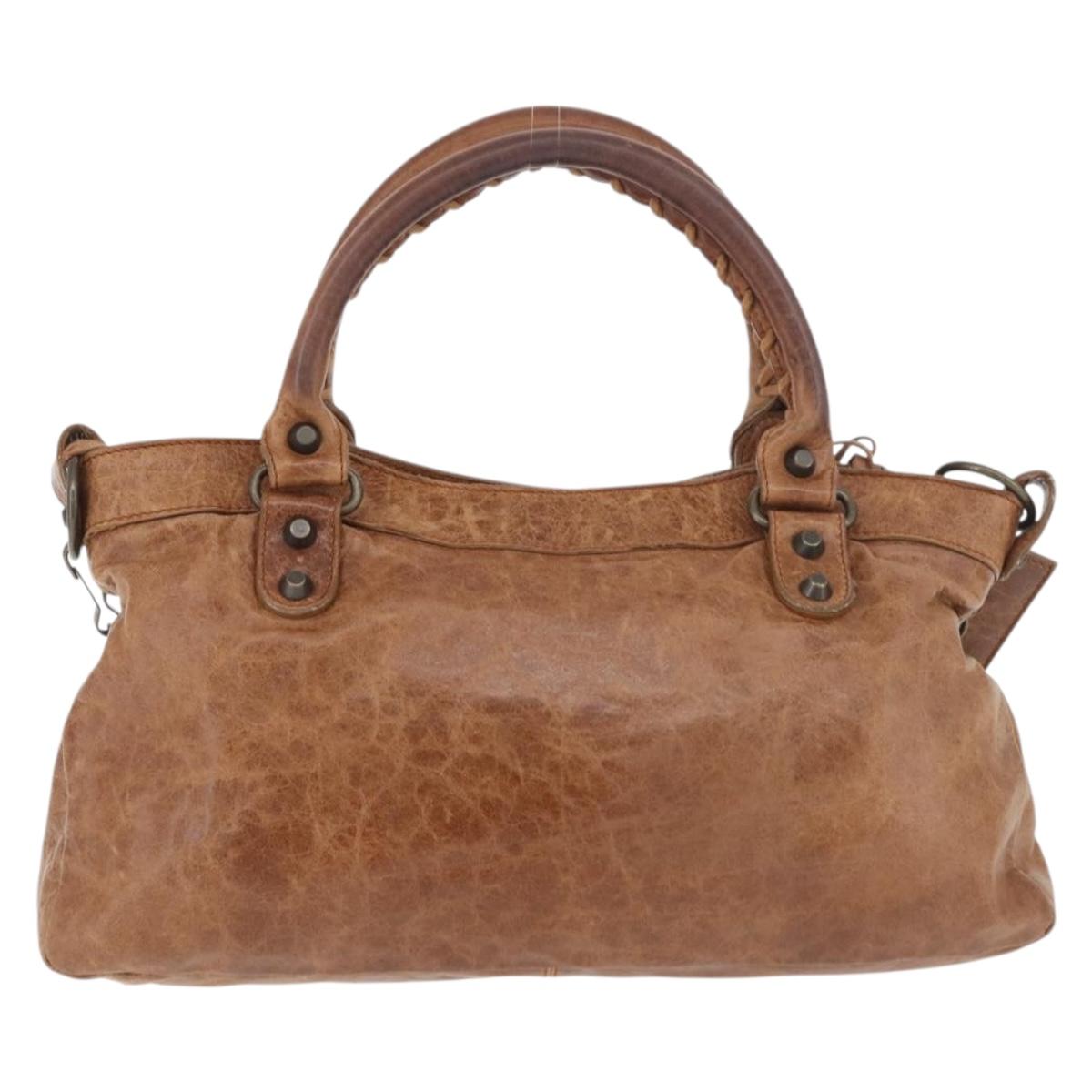 BALENCIAGA The First Hand Bag Leather 2way Brown 103208 Auth 175513A
