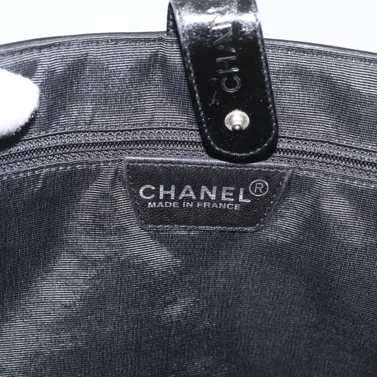 CHANEL Choco Bar Tote Bag Canvas Blue Silver CC Auth 175515