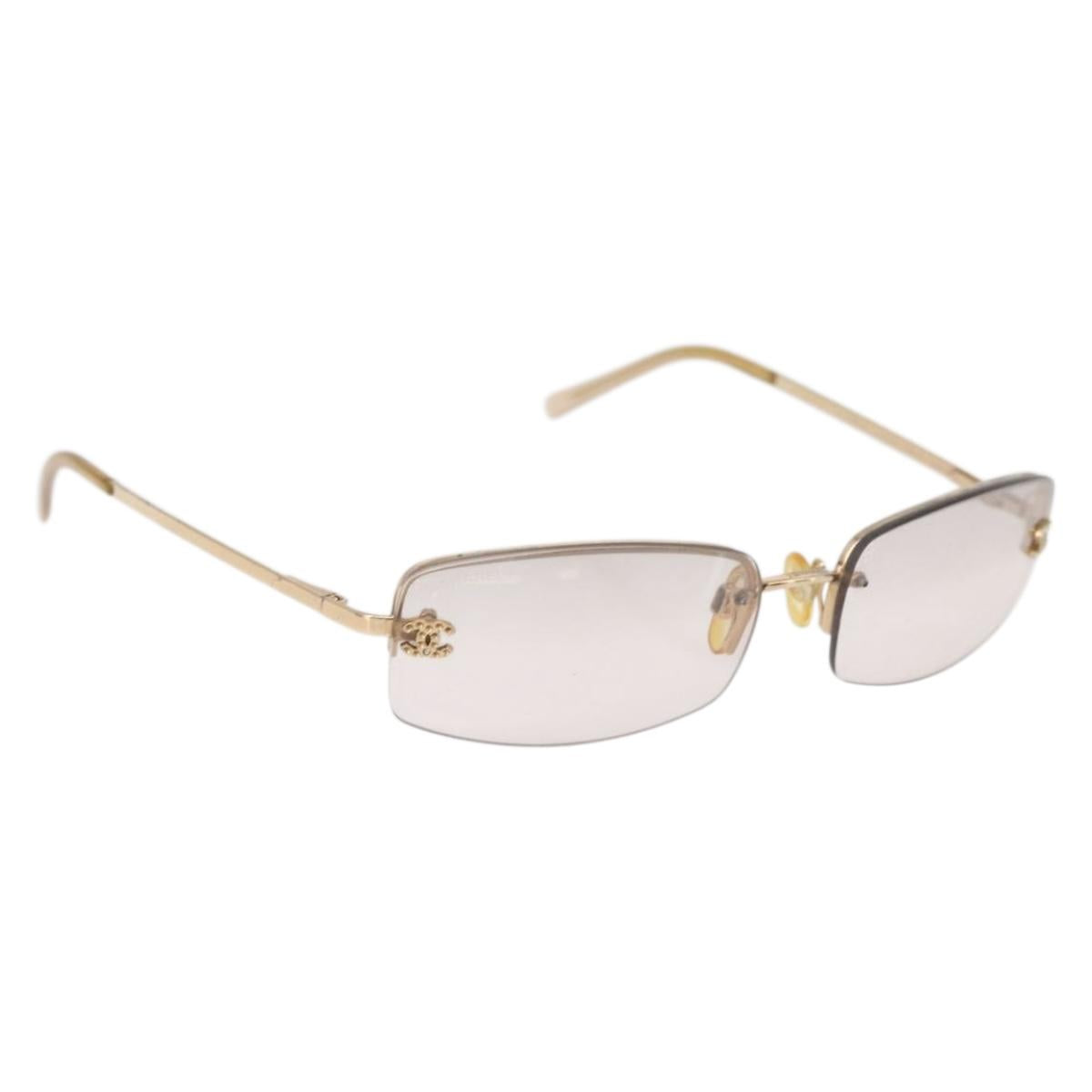 CHANEL COCO Mark Sunglasses metal Gold Tone 4093-B CC Auth 175518