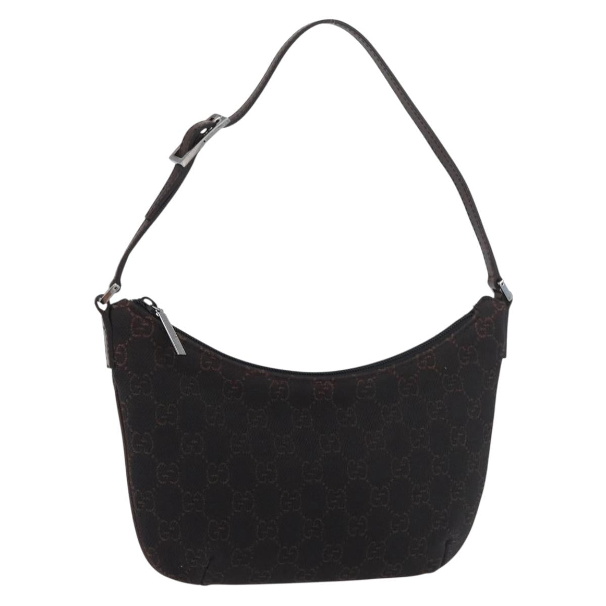GUCCI GG Canvas Shoulder Bag Black Silver 32160 Auth 175536A