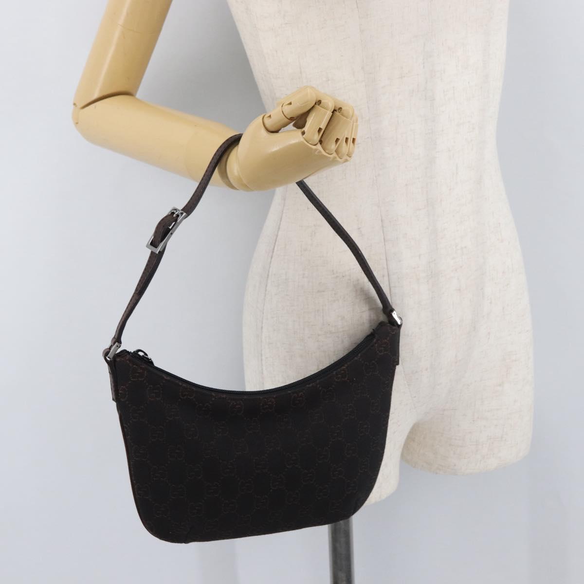 GUCCI GG Canvas Shoulder Bag Black Silver 32160 Auth 175536A
