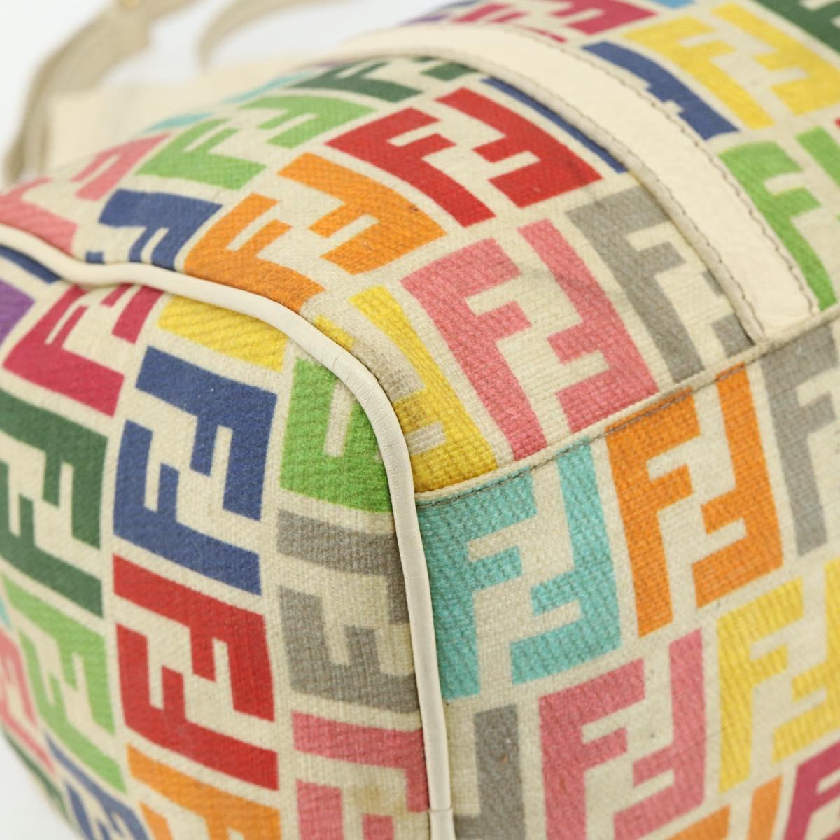 FENDI Zucca Canvas Celeria Boston Bag 2way Multicolor Gold Auth 175576A