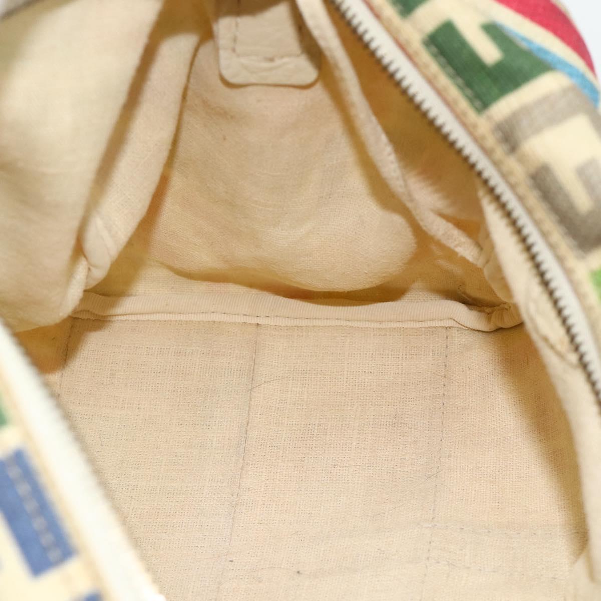 FENDI Zucca Canvas Celeria Boston Bag 2way Multicolor Gold Auth 175576A