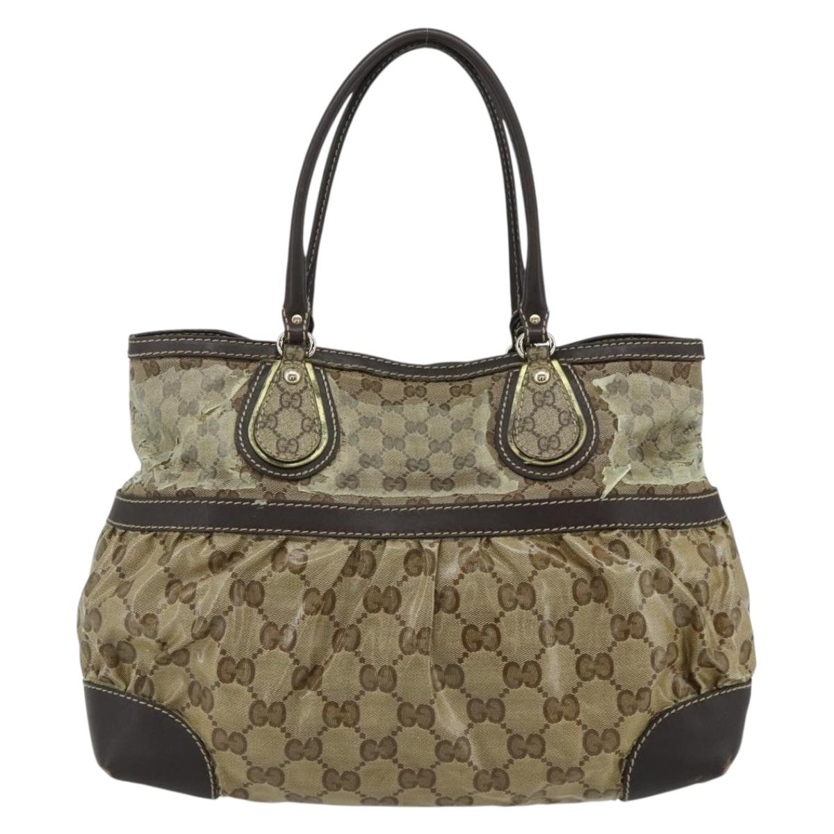 GUCCI GG Crystal Tote Bag Coated Canvas Beige Gold 223963 Auth 175582