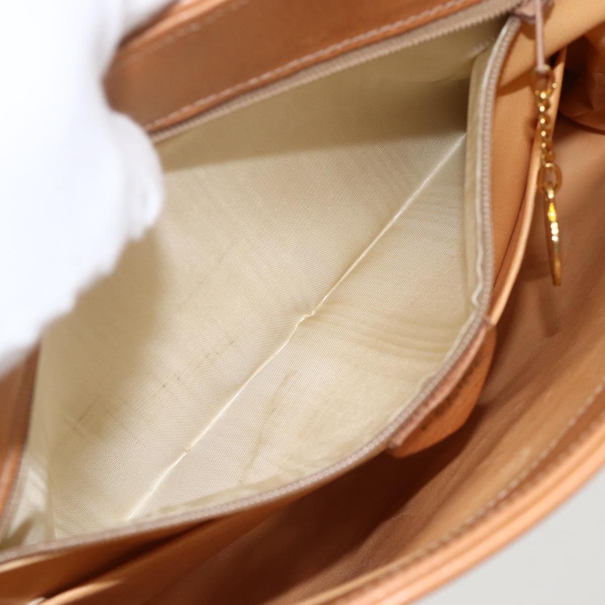 CELINE Macadam Canvas Horse Carriage Bag PVC Leather Brown Gold Auth 175596A