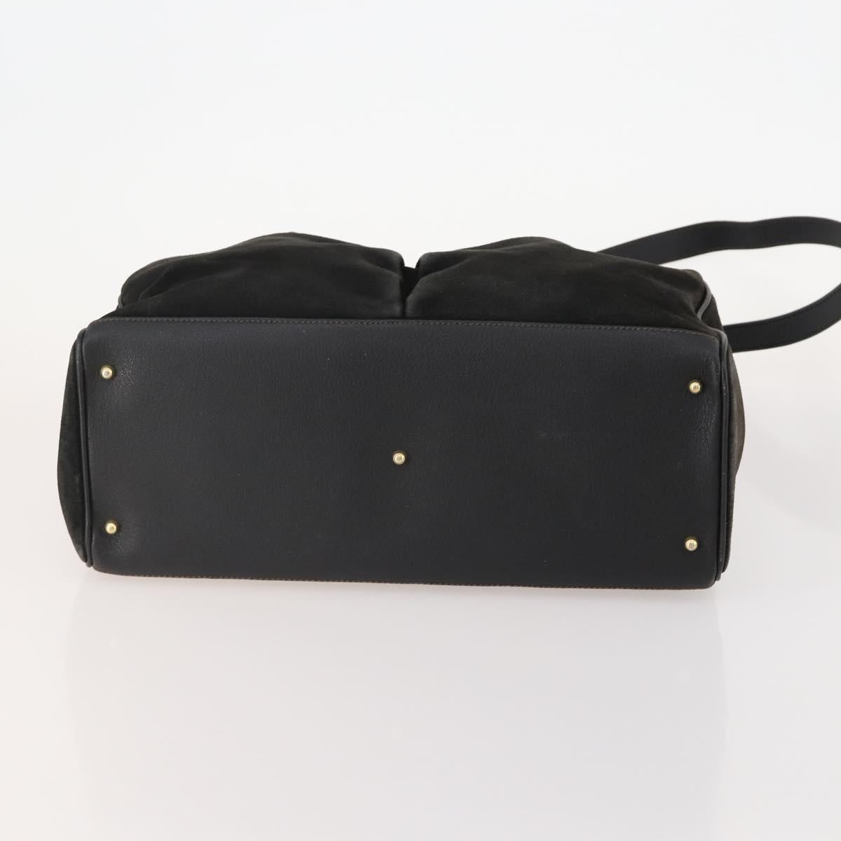 GUCCI Bamboo Tote Bag Suede 2way Black Gold 002 123 0322 Auth 175645