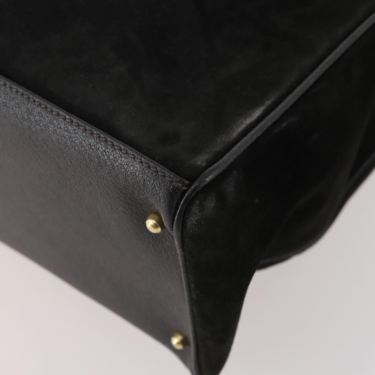 GUCCI Bamboo Tote Bag Suede 2way Black Gold 002 123 0322 Auth 175645