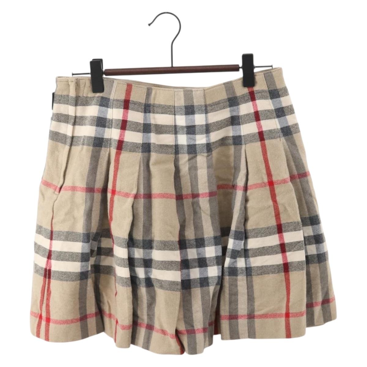 BURBERRY Nova Check Skirt cotton Beige Auth 175668A