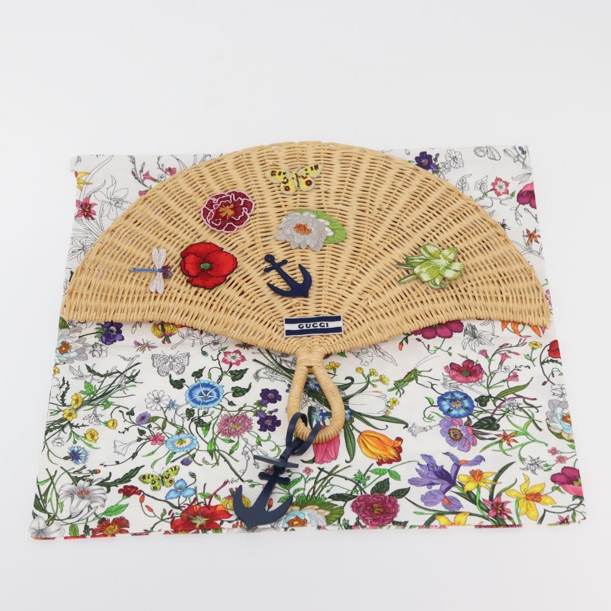 GUCCI Japanese Fan Rattan Beige Auth 175669A