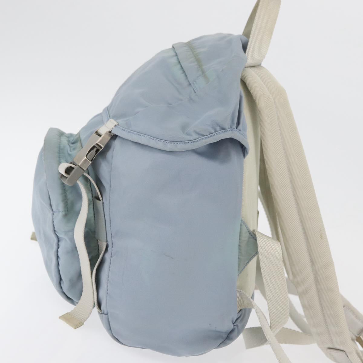 PRADA Backpack Nylon Light Blue Silver Auth 175701