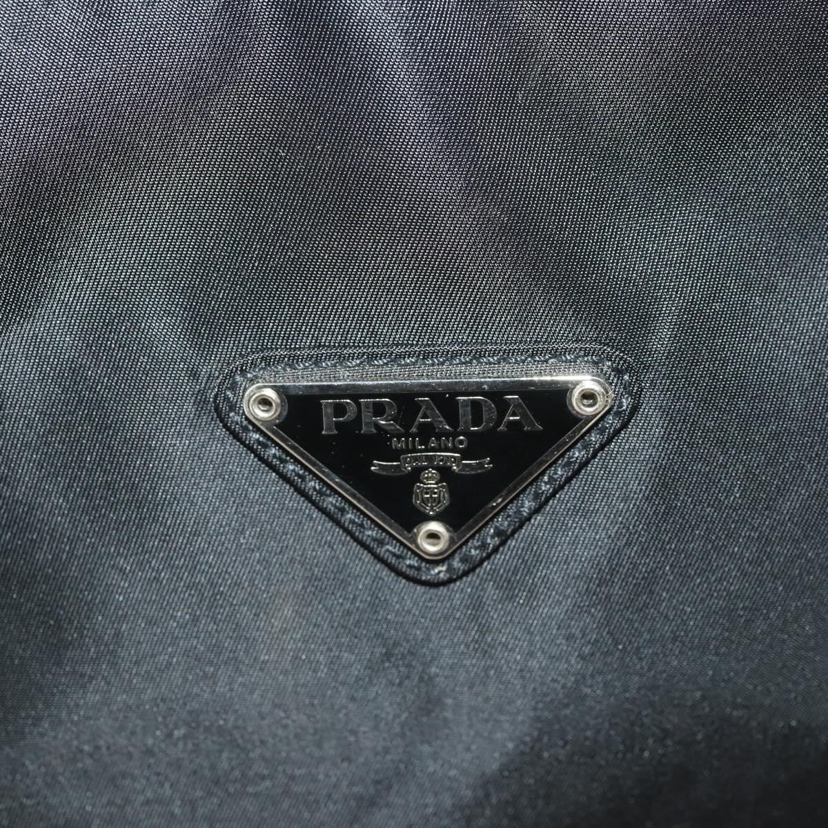 PRADA Boston Bag Nylon Black Silver Auth 175710A