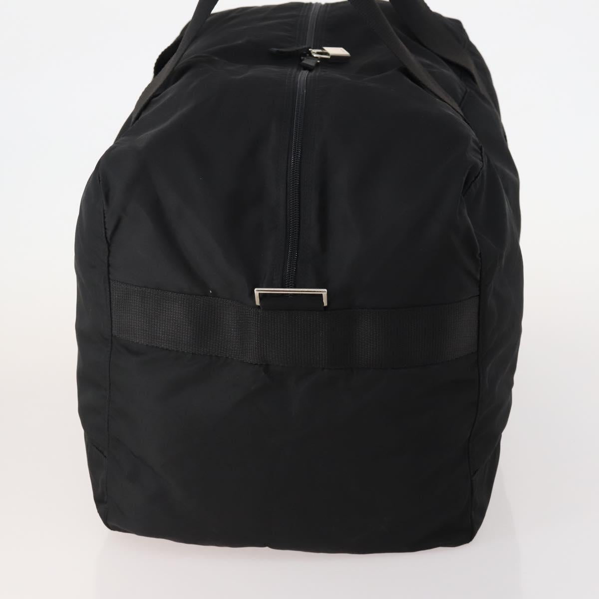 PRADA Boston Bag Nylon Black Silver Auth 175710A
