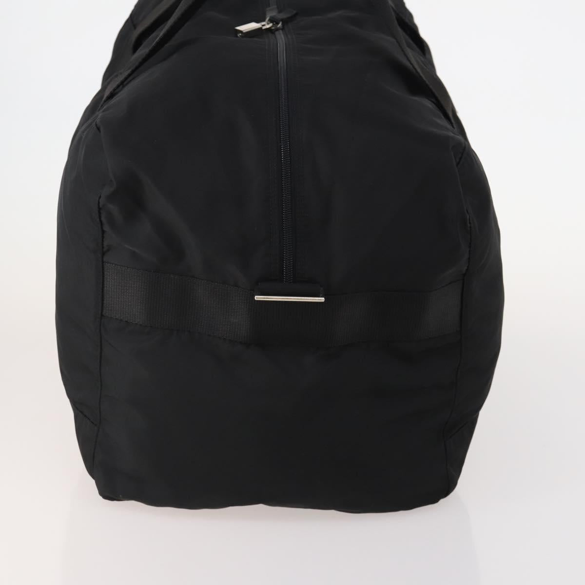 PRADA Boston Bag Nylon Black Silver Auth 175710A