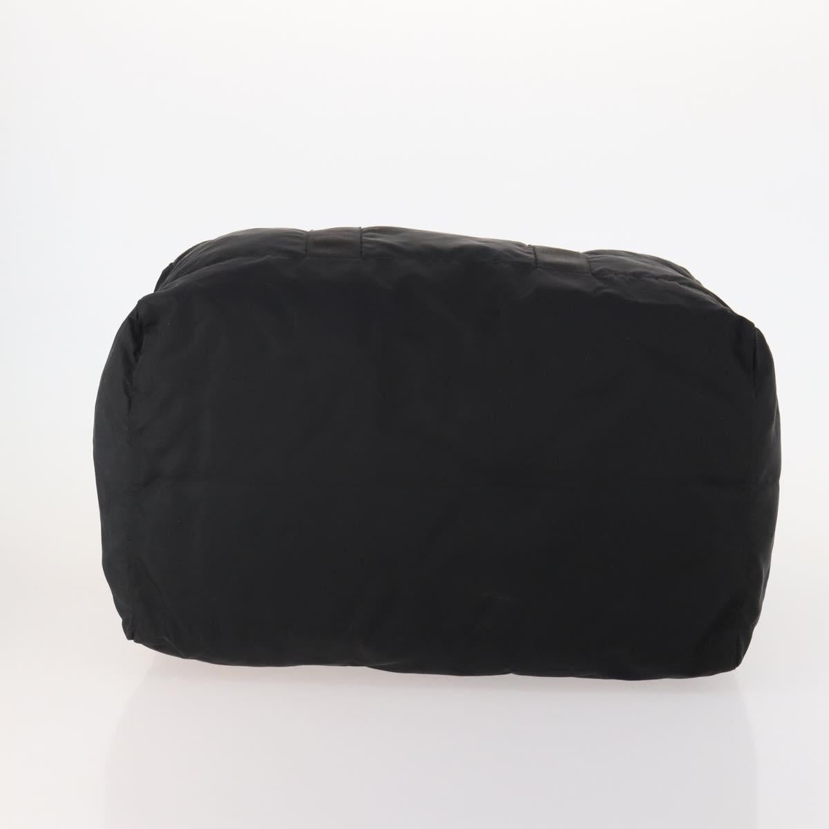 PRADA Boston Bag Nylon Black Silver Auth 175710A
