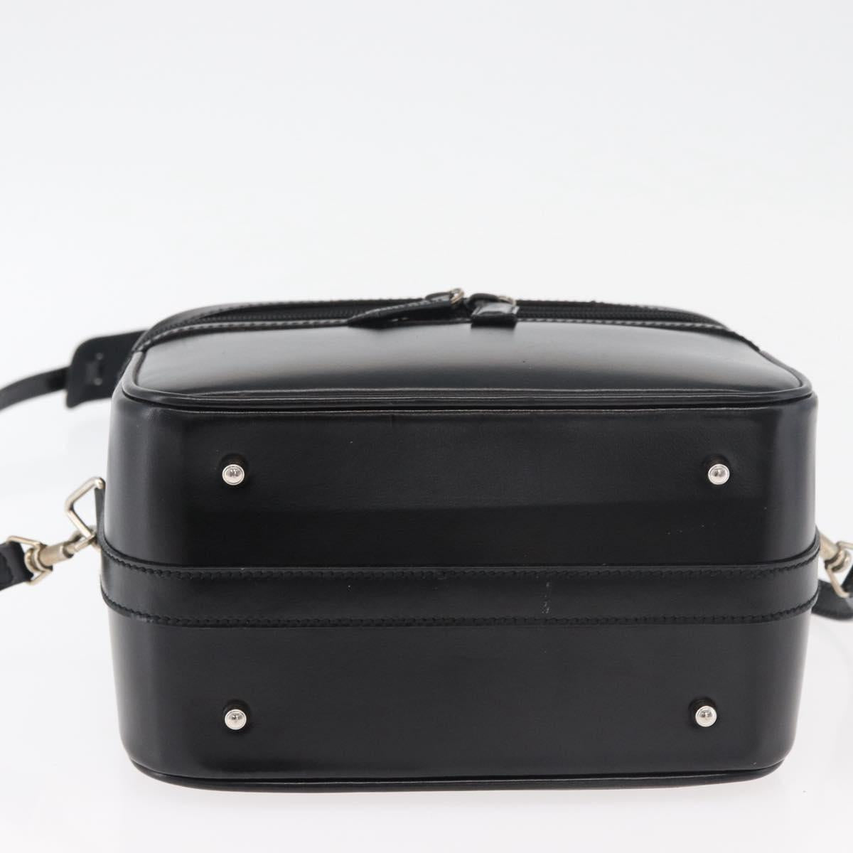 GUCCI Bamboo Vanity Hand Bag Leather 2way Black Silver Auth 175718