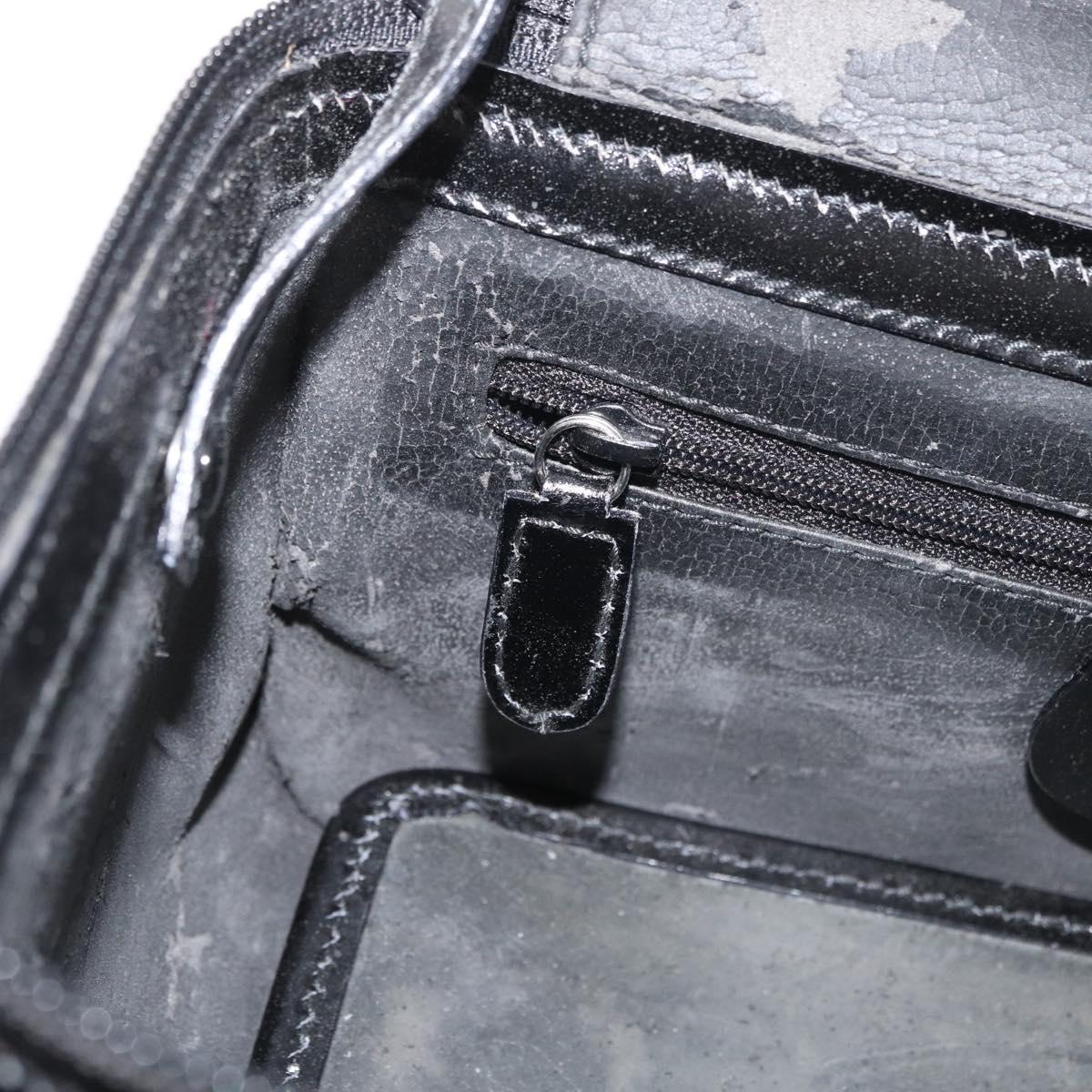 GUCCI Bamboo Vanity Hand Bag Leather 2way Black Silver Auth 175718